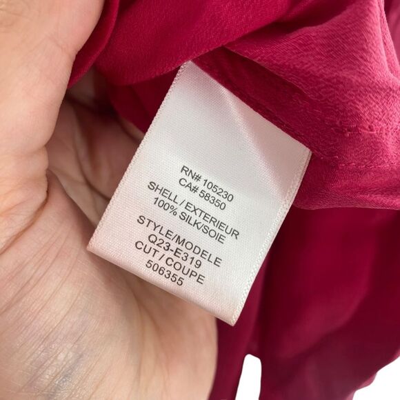 Equipment Femme Marche‎ Collarless Long Sleeved Silk Magenta Blouse Size S Long - Picture 7 of 10